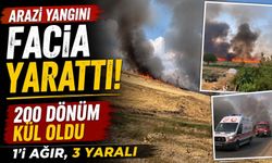 Arazi Yangını Facia Yarattı: 200 Dönüm Kül Oldu, 1'i Ağır, 3 Yaralı