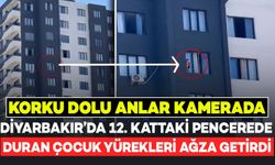 Yürekleri Ağza Getirdi! Diyarbakır'da 12'nci Kattaki Pencereye Çıkan Çocuk Kamerada