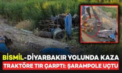 Bismil-Diyarbakır Yolunda Feci Kaza! TIR'ın Çarptığı Traktör Şarampole Uçtu