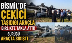 Bismil'de Çekici Taşıdığı Araçla Birlikte Takla Attı: Sürücü Araçta Sıkıştı