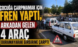 Çocuğa Çarpmamak İçin Fren Yaptı, Arkadan Gelen 4 Araç Duramayarak Birbirine Çarptı