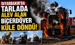 Diyarbakır'da Tarlada Alev Alan Biçerdöver Küle Döndü