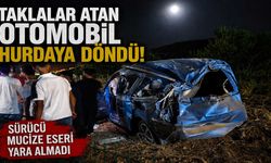 Taklalar Atan Otomobil Hurdaya Döndü, Sürücü Mucize Eseri Yara Almadı