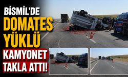 Bismil'de Domates Yüklü Kamyonet Takla Attı