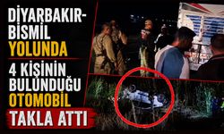Diyarbakır-Bismil yolunda 4 kişinin bulunduğu otomobil takla attı