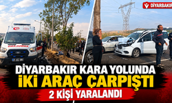 Diyarbakır kara yolunda iki araç çarpıştı: 2 kişi yaralandı