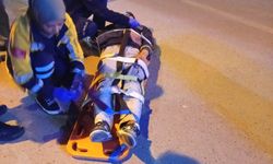 Motosiklet sürücüsü direksiyon kontrolünü kaybedince kaza yaptı
