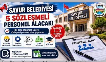 Savur Belediyesi 5 Sözleşmeli Personel Alacak