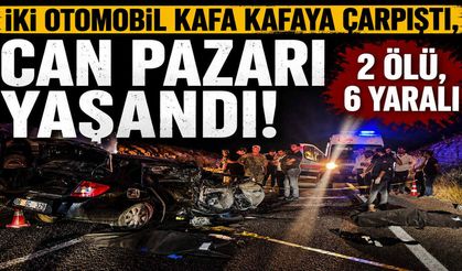 İki Otomobil Kafa Kafaya Çarpıştı, Can Pazarı Yaşandı: 2 Ölü, 6 Yaralı