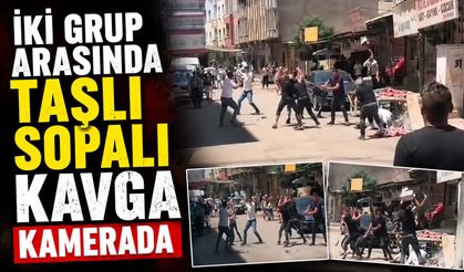 İki Grup Arasında Taşlı Sopalı Kavga Kamerada