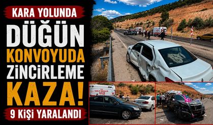 Kara Yolunda Düğün Konvoyuda Zincirleme Kaza: 9 Kişi Yaralandı