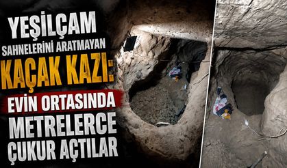 Yeşilçam Sahnelerini Aratmayan Kaçak Kazı Evin Ortasında Metrelerce Çukur Açtılar