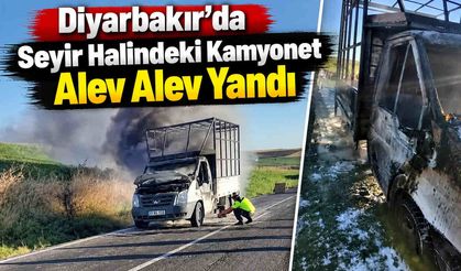 Diyarbakır'da Seyir Halindeki Kamyonet Alev Alev Yandı