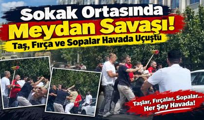 Sokak Ortasında Meydan Savaşı: Taş, Fırça ve Sopalar Havada Uçuştu