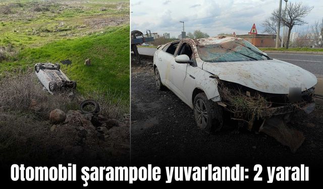 Diyarbakır’da sürücüsünün kontrolünden çıkan otomobil şarampole uçtu: 2 yaralı