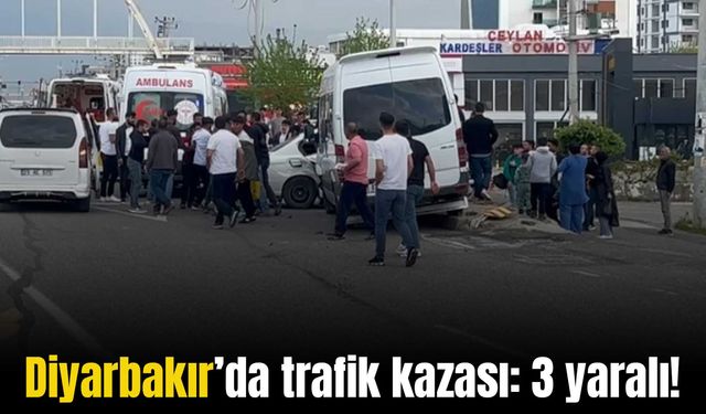 Diyarbakır’da minibüs ile otomobilin çarpıştığı kazada 3 kişi yaralandı