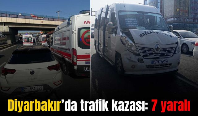 Diyarbakır’da şehir içi minibüsü otomobille çarpıştı: 7 yaralı