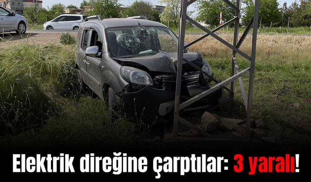 Diyarbakır'da araç elektrik direğine çarptı! 3 yaralı