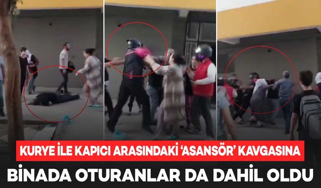 Diyarbakır’da kurye ile kapıcı arasında ‘asansör’ kavgası kamerada!