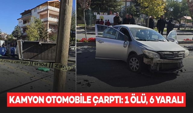 Otomobile çarpan kamyon takla attı: 1 ölü, 6 yaralı