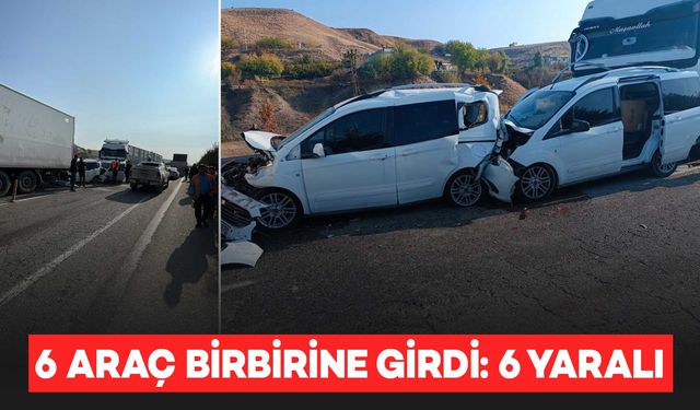 6 aracın çarpıştığı zincirleme kazada 6 kişi yaralandı