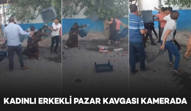 Kadınlı erkekli pazar kavgası kamerada: 5 yaralı
