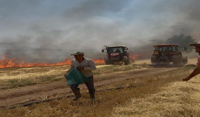 Çiftçilerin El Birliğiyle Yangının Çevredeki Araziye Sıçramasını Önledi