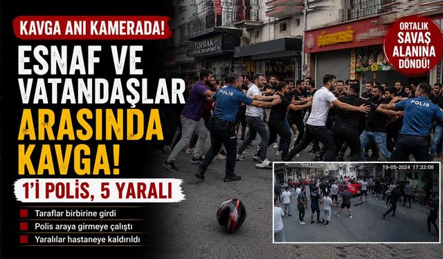 Esnaf ve Vatandaşlar Arasındaki Kavga Kamerada: 1’i Polis 5 Yaralı
