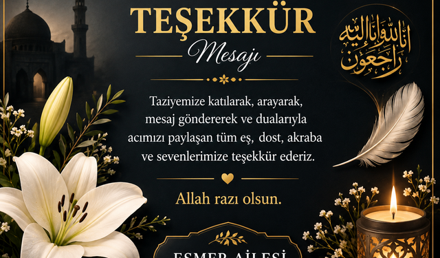 TAZİYE TEŞEKKÜR MESAJI