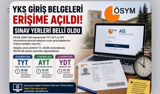 YKS giriş belgeleri erişime açıldı! Sınav yerleri belli oldu
