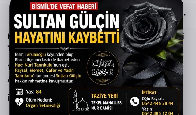 84 Yaşındaki Sultan Gülçin Organ Yetmezliği Nedeniyle Hayatını Kaybetti