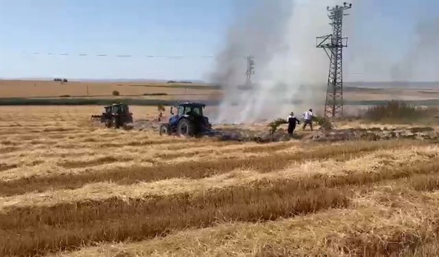 Bismil'de Trafo Patladı, Buğday Tarlaları Son Anda Kurtarıldı
