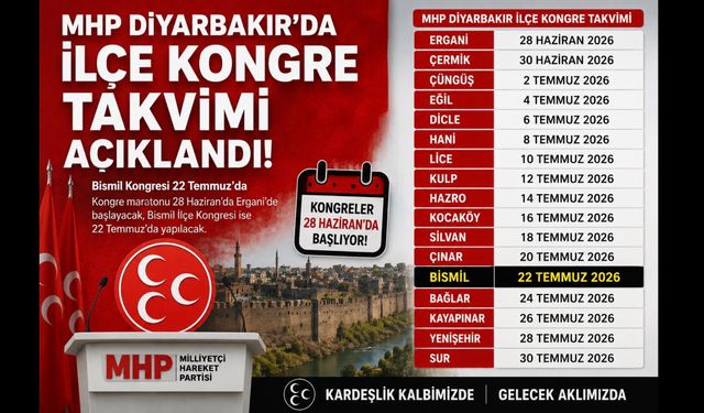 MHP Diyarbakır'da İlçe Kongre Takvimini Açıkladı: Bismil Kongresi 22 Temmuz'da