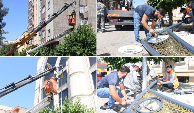 Bismil Belediyesi caddeleri dekoratif aydınlatmalarla yeniliyor