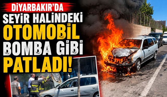 Diyarbakır’da Korkutan Anlar: Seyir Halindeki Otomobil Bomba Gibi Patladı!