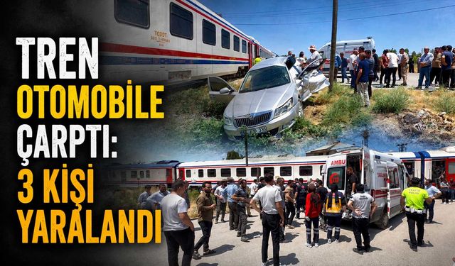 Hemzemin Geçitte Tren Otomobile Çarptı: 3 Kişi Yaralandı