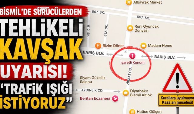 Bismil’de Sürücülerden Tehlikeli Kavşak Uyarısı: “Trafik Işığı İstiyoruz”