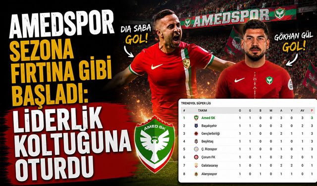Amedspor, Süper Lig'in İlk Haftasında Lider Oldu
