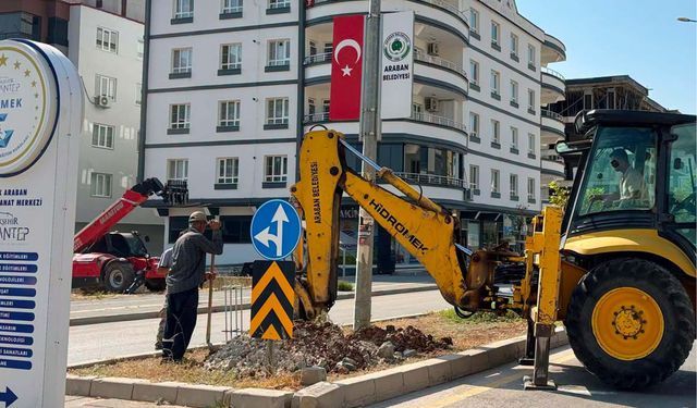Araban’da trafik güvenliği için ışıklandırma çalışması
