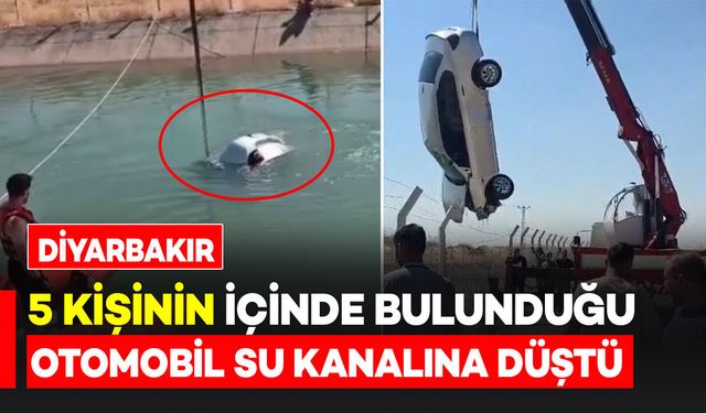 Diyarbakır’da 5 Kişinin Bulunduğu Otomobil Su Kanalına Düştü