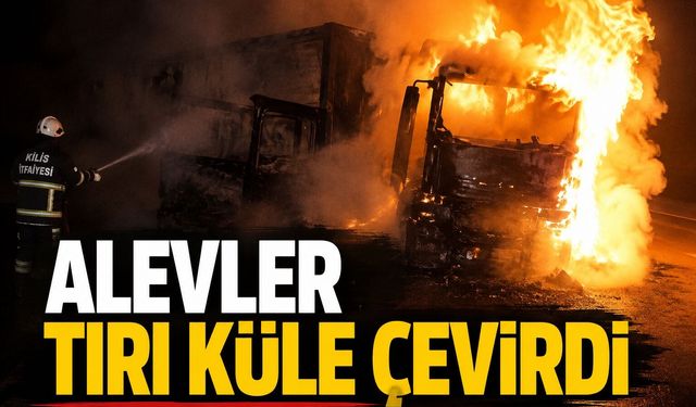 Nargile Kömürü Yüklü Tır Yangında Küle Döndü