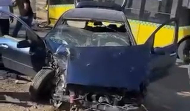 Belediye otobüsü otomobille çarpıştı: 1 yaralı