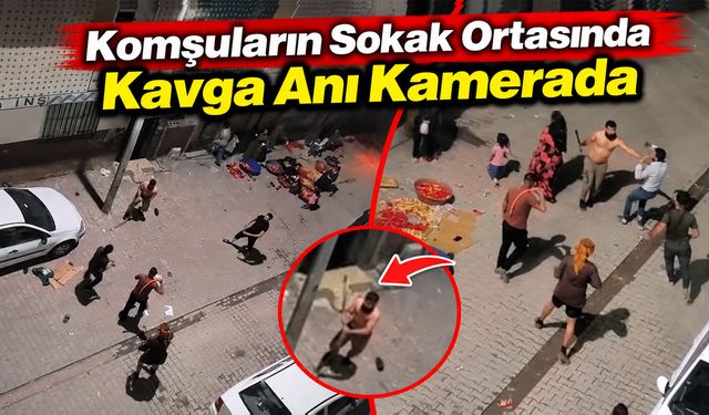 Komşuların Sokak Ortasında Kavga Anı Kamerada