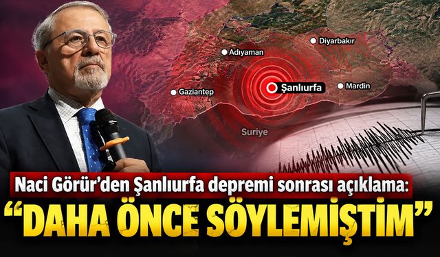 Naci Görür’den Şanlıurfa depremi sonrası açıklama: "Daha önce söylemiştim"