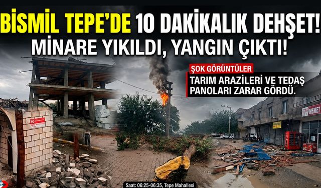 FIRTINA TEPE MAHALLESİ’Nİ VURDU: MİNARE YIKILDI, EVLERDE VE TARIM ARAZİLERİNDE HASAR OLUŞTU