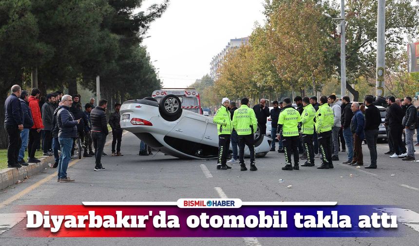 Diyarbakır'da yanından geçen otomobilin tekerine çarpan otomobil takla attı: 1 yaralı