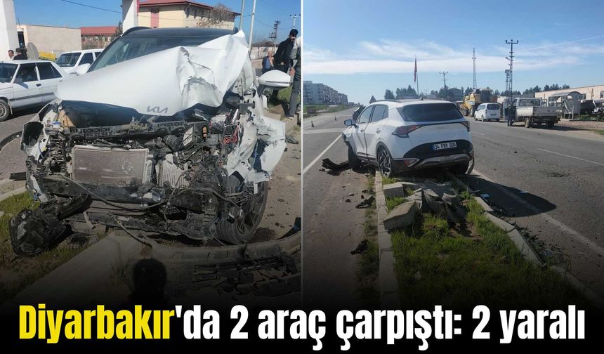 Diyarbakır'da 2 araç çarpıştı: 2 yaralı