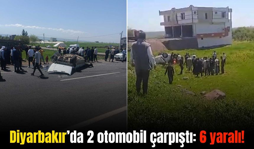 Diyarbakır’da çarpışan 2 otomobil de devrildi: 6 yaralı