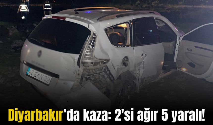 Diyarbakır’da otomobil tarlaya girdi: 2'si ağır 5 yaralı