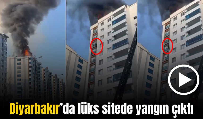 Diyarbakır’da binada çıkan yangında itfaiye eri böyle aşağı indi